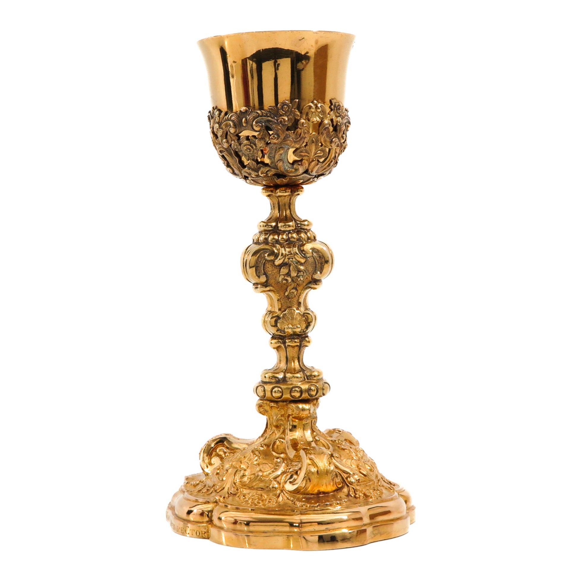 A Very Large 19th Century Gold Plated Silver Chalice - Image 2 of 10