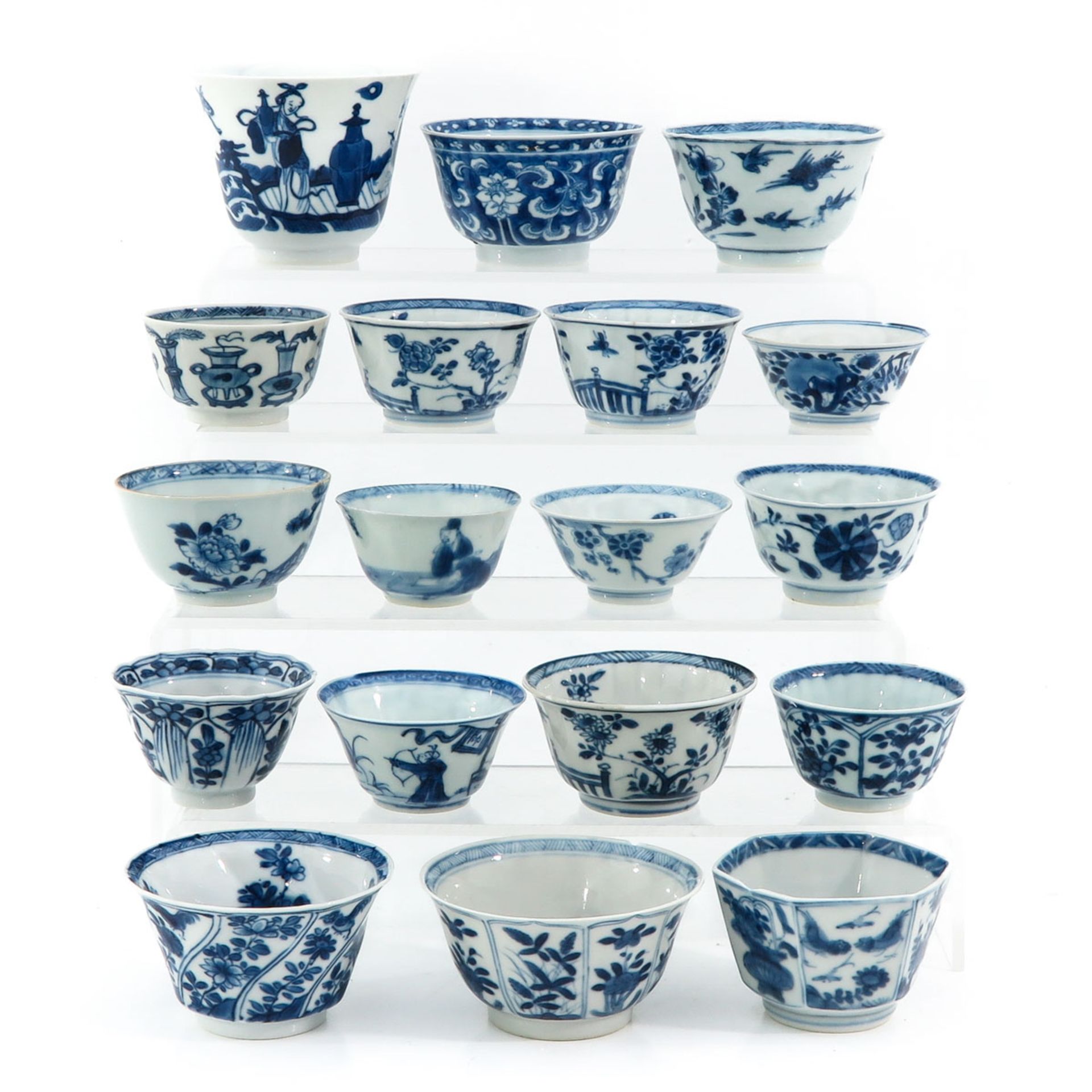A Collection of Blue and White Cups