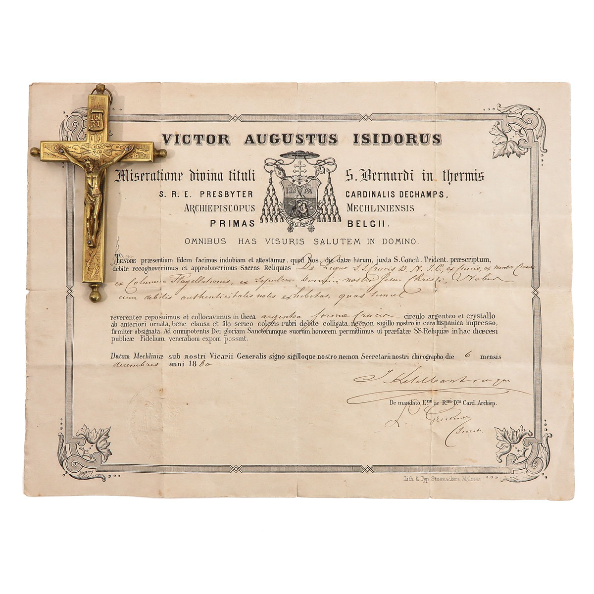 A Relic Cross Including 5 Relics with Certificate - Image 3 of 3