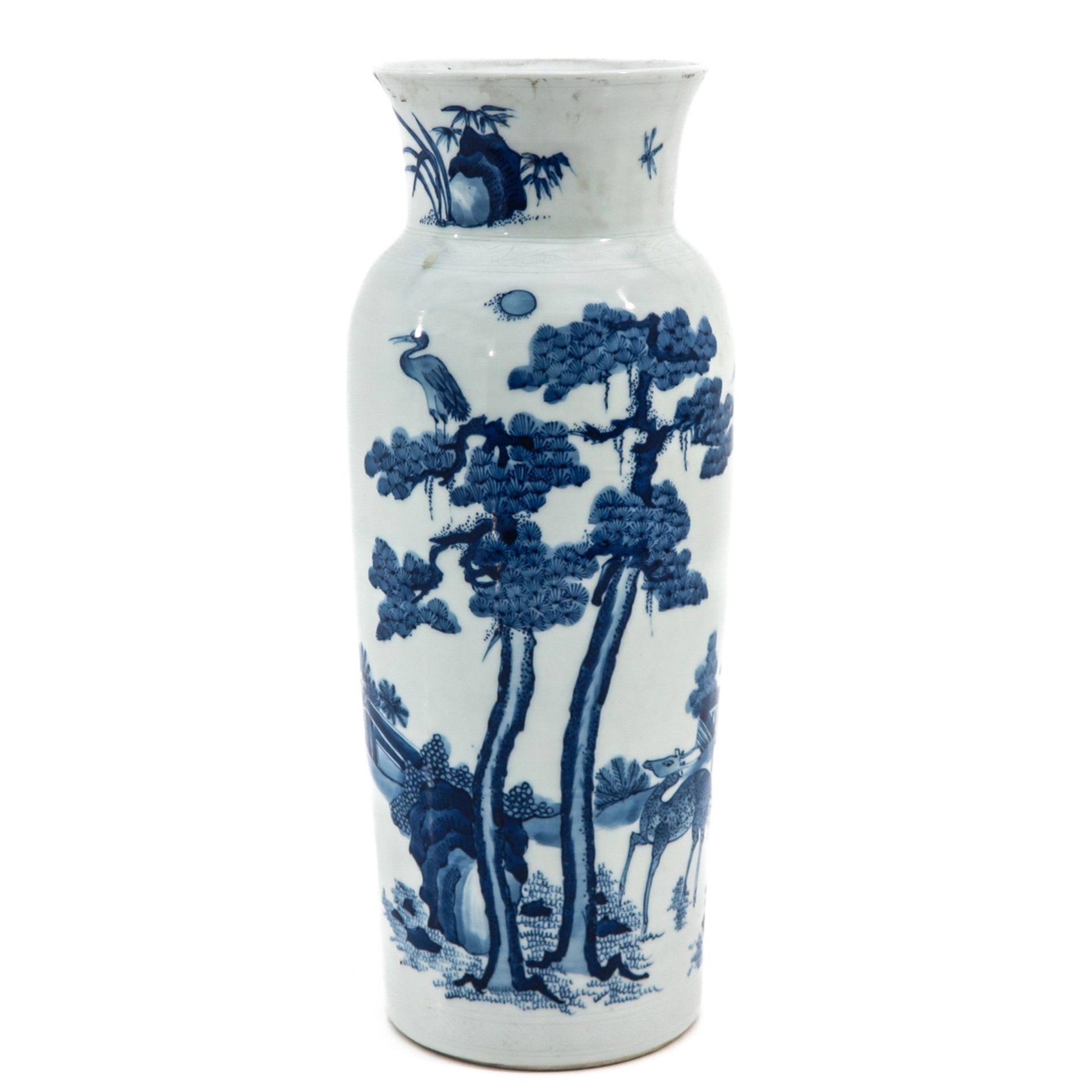 A Blue and White Rouleau Vase