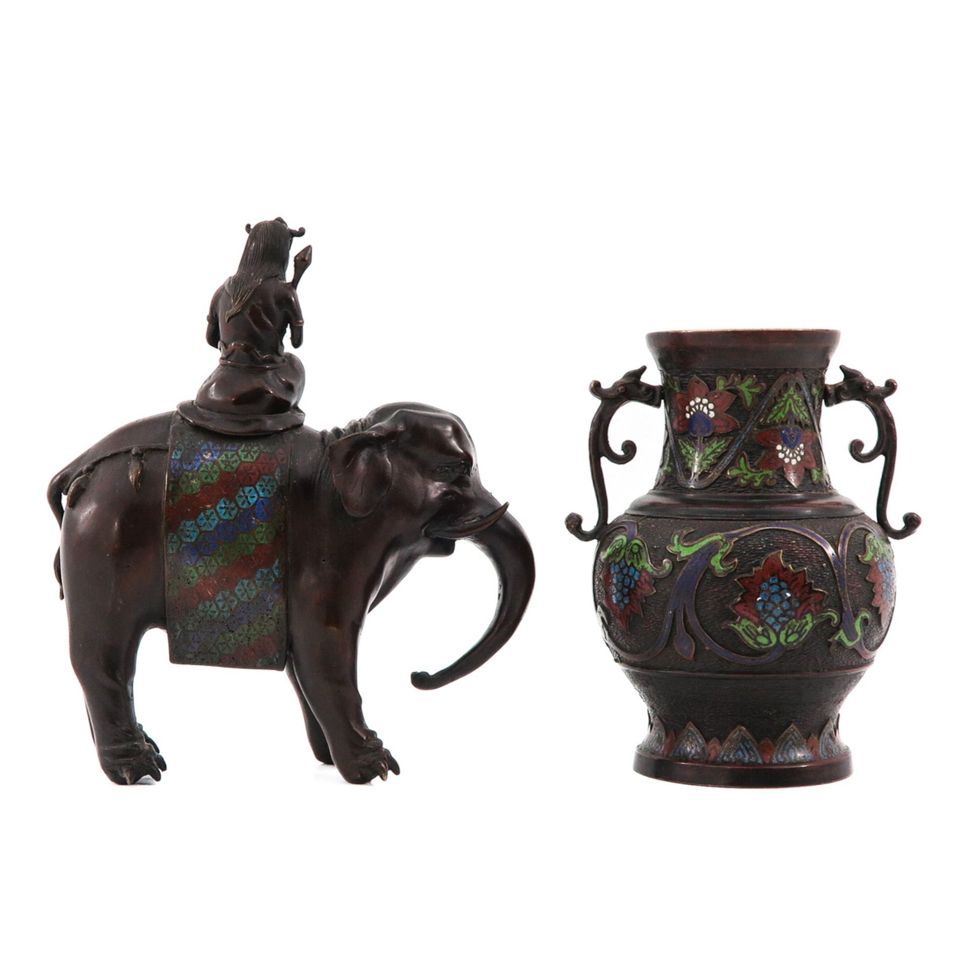A Cloisonne Sculpture and Vase - Image 3 of 10