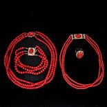 A Collection of Red Coral Jewelry