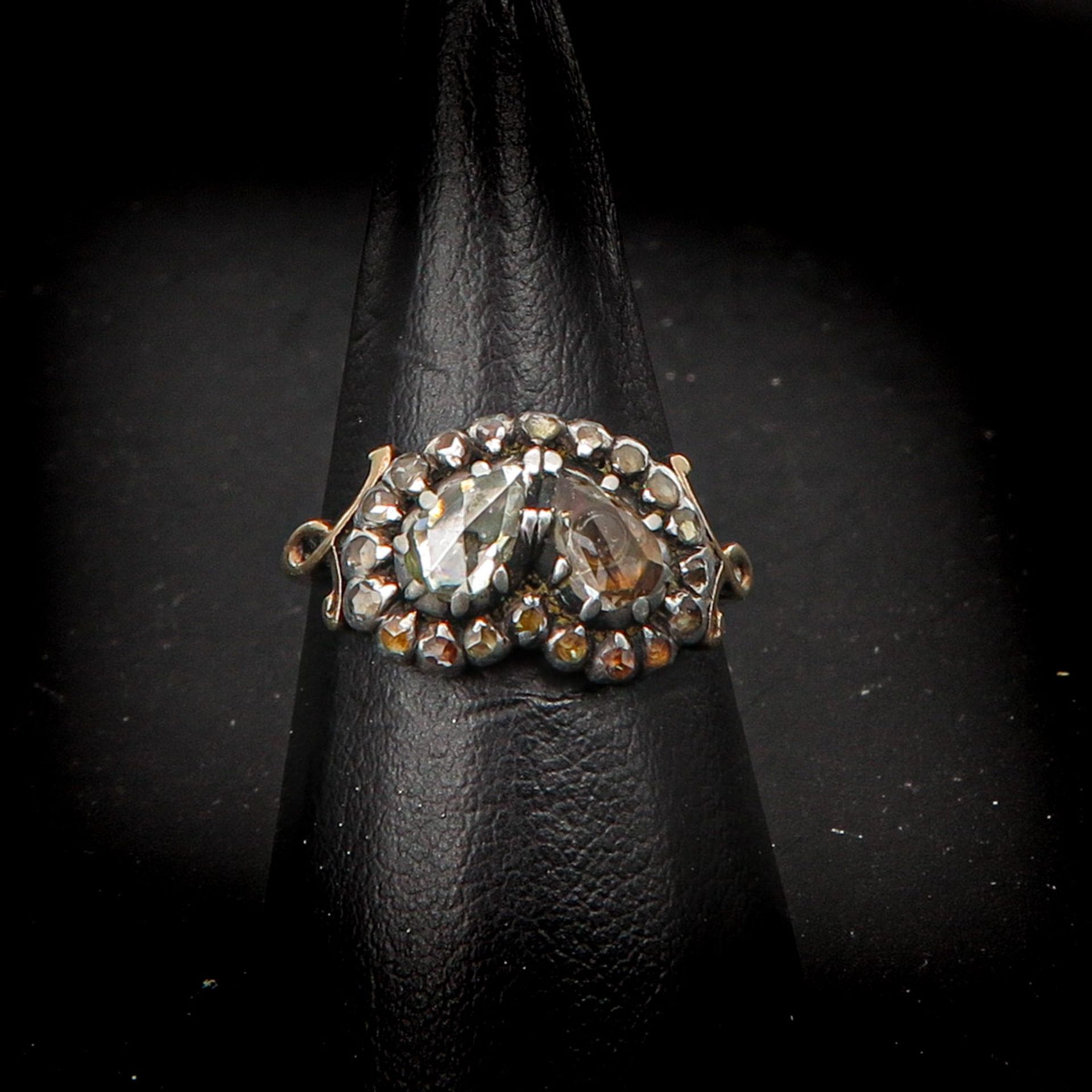 A Ladies Silver over Gold Ladies Diamond Ring