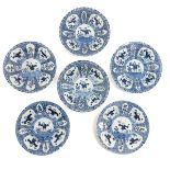 A Collection of 6 Blue and White Plates