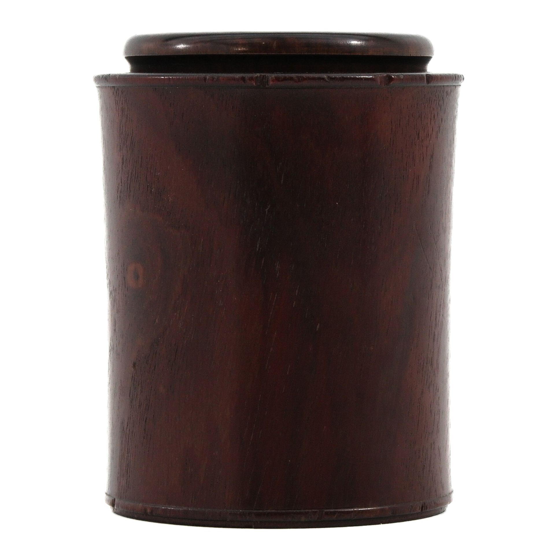 A Carved Wood Brush Pot - Bild 3 aus 9
