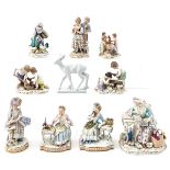 A Collection of 10 Meissen Sculptures