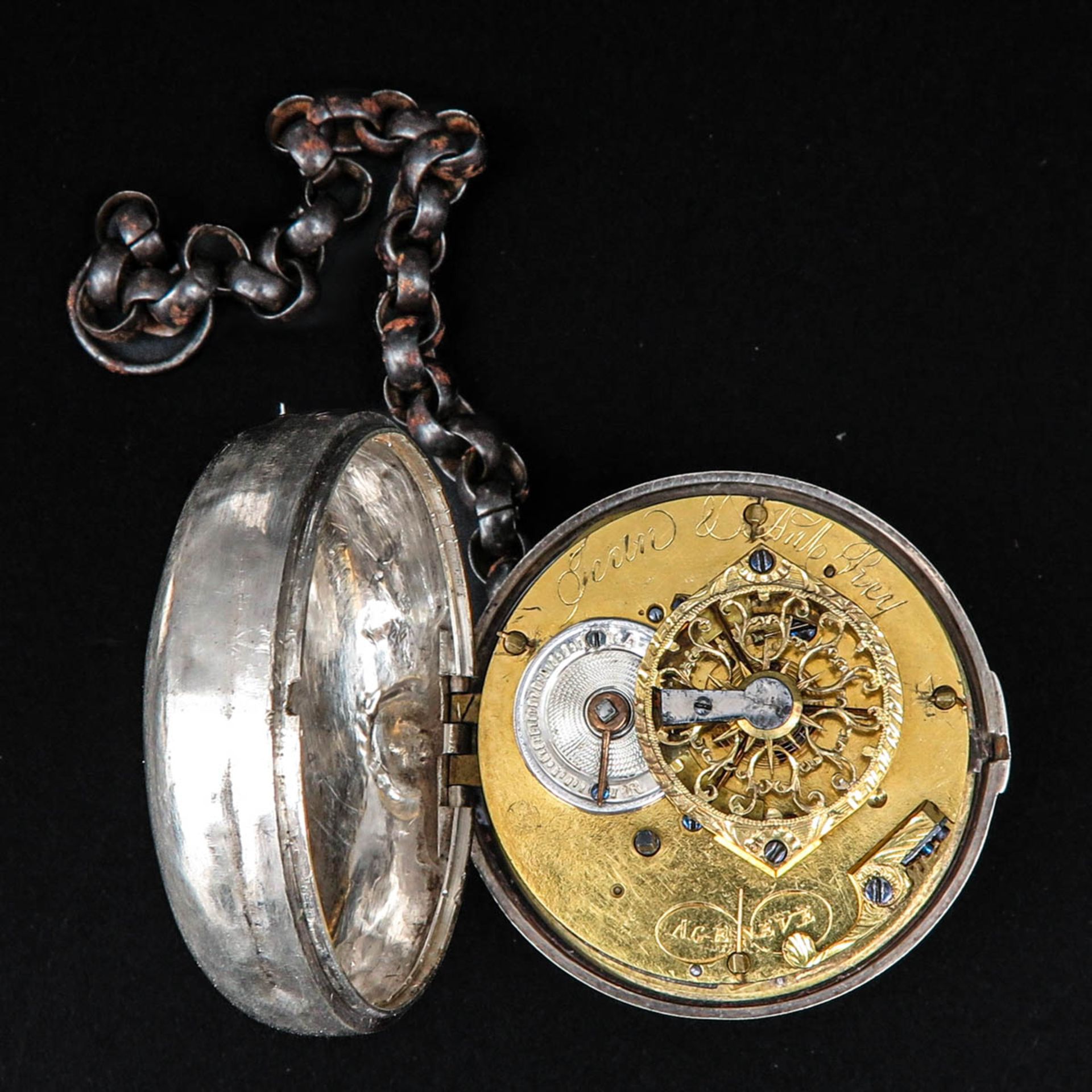 A Silver Pocket Watch Signed Jean & Ant Rey - Bild 6 aus 10