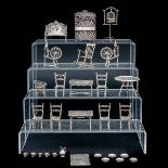 A Collection of 29 Miniature Silver Furniture