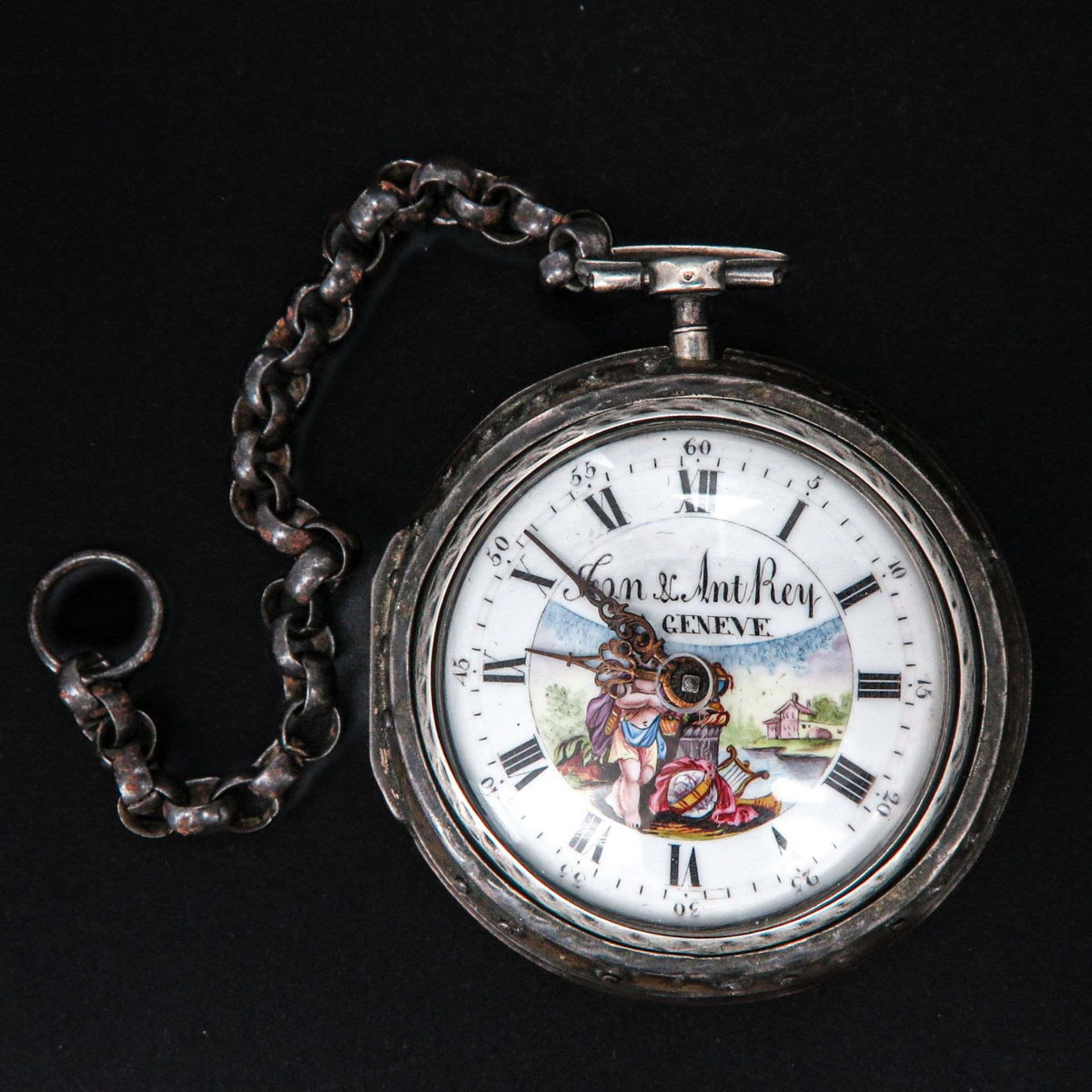 A Silver Pocket Watch Signed Jean & Ant Rey
