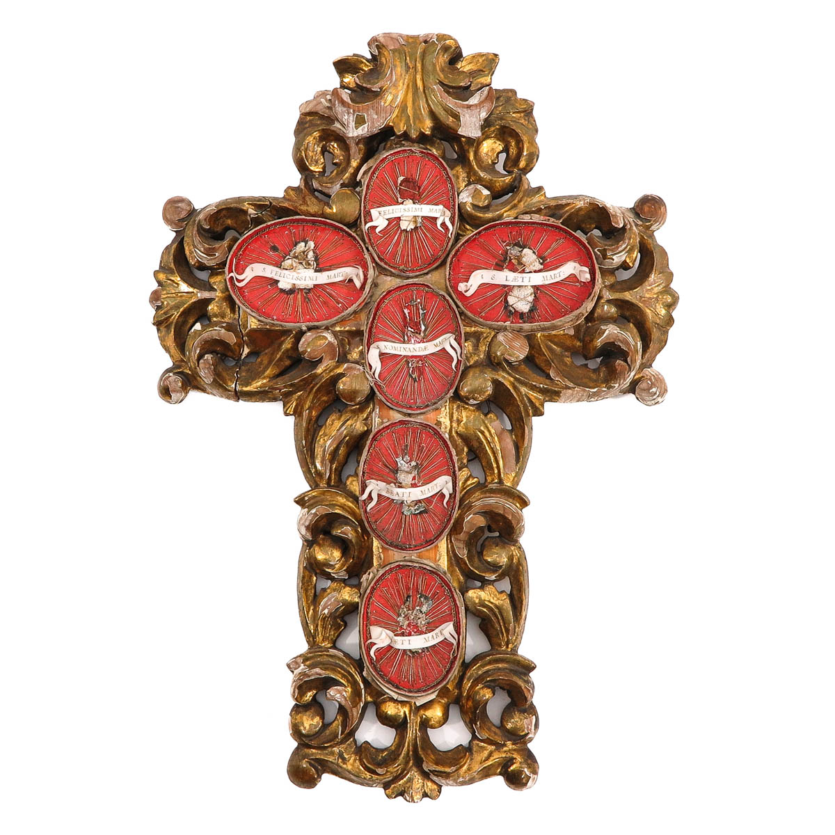 An 18th - 19th Century Gilt Wood Relic Cross