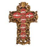 An 18th - 19th Century Gilt Wood Relic Cross