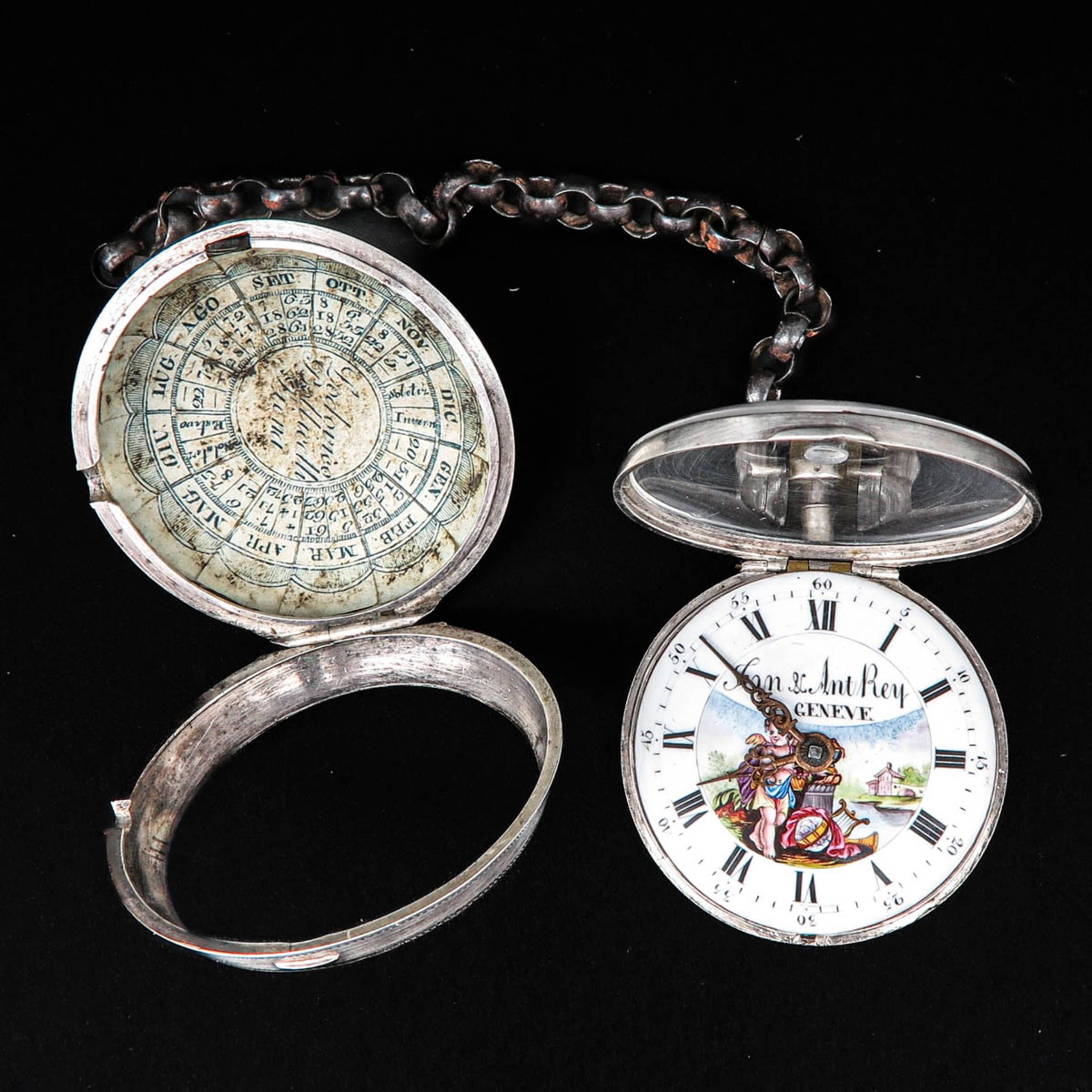 A Silver Pocket Watch Signed Jean & Ant Rey - Bild 4 aus 10