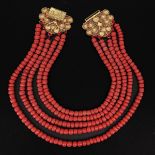 A 19th Century Red Coral Necklace on 18KG Clasp