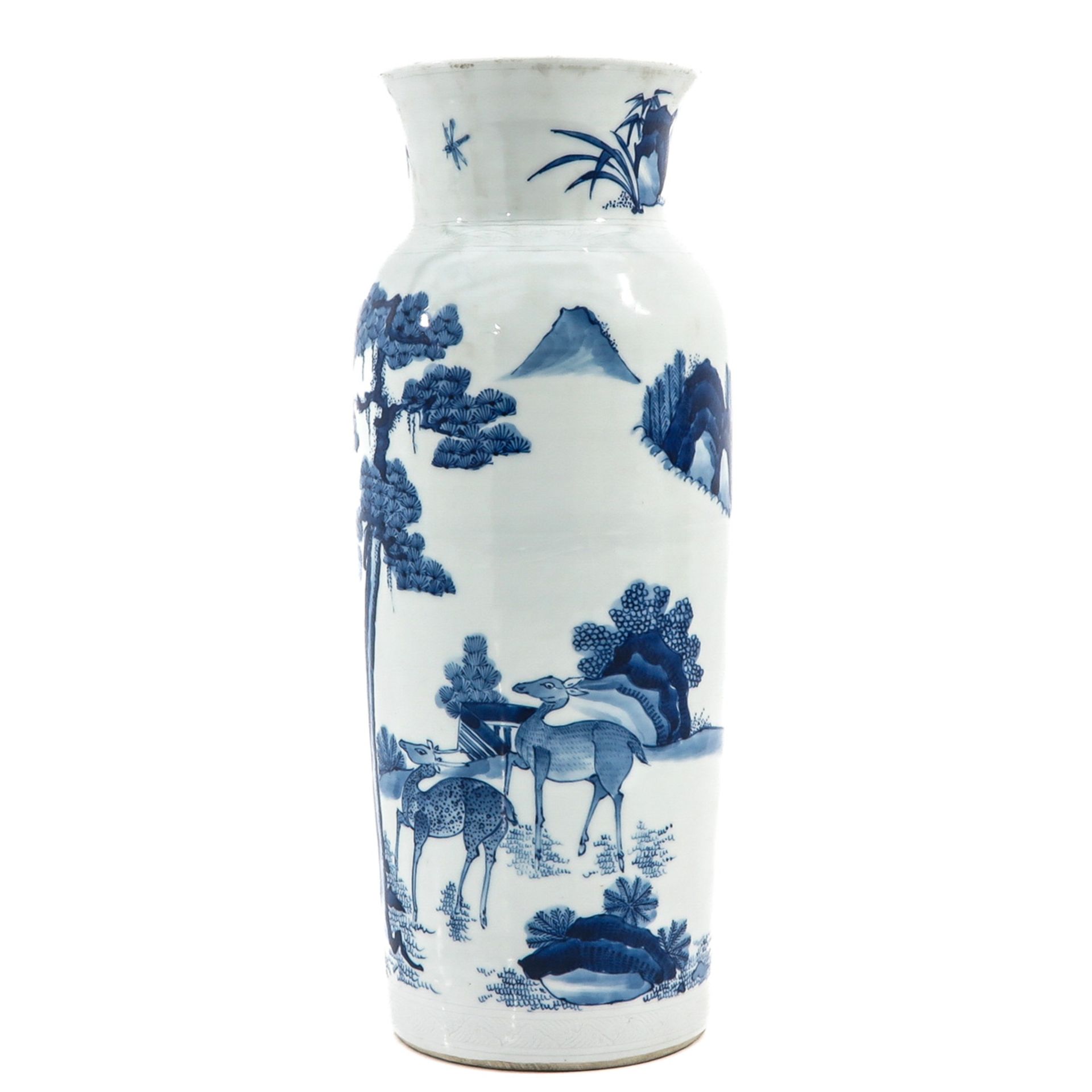 A Blue and White Rouleau Vase - Image 2 of 9