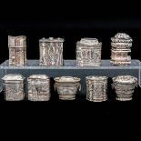 A Collection of 9 19th Century Dutch Silver Scent Boxes