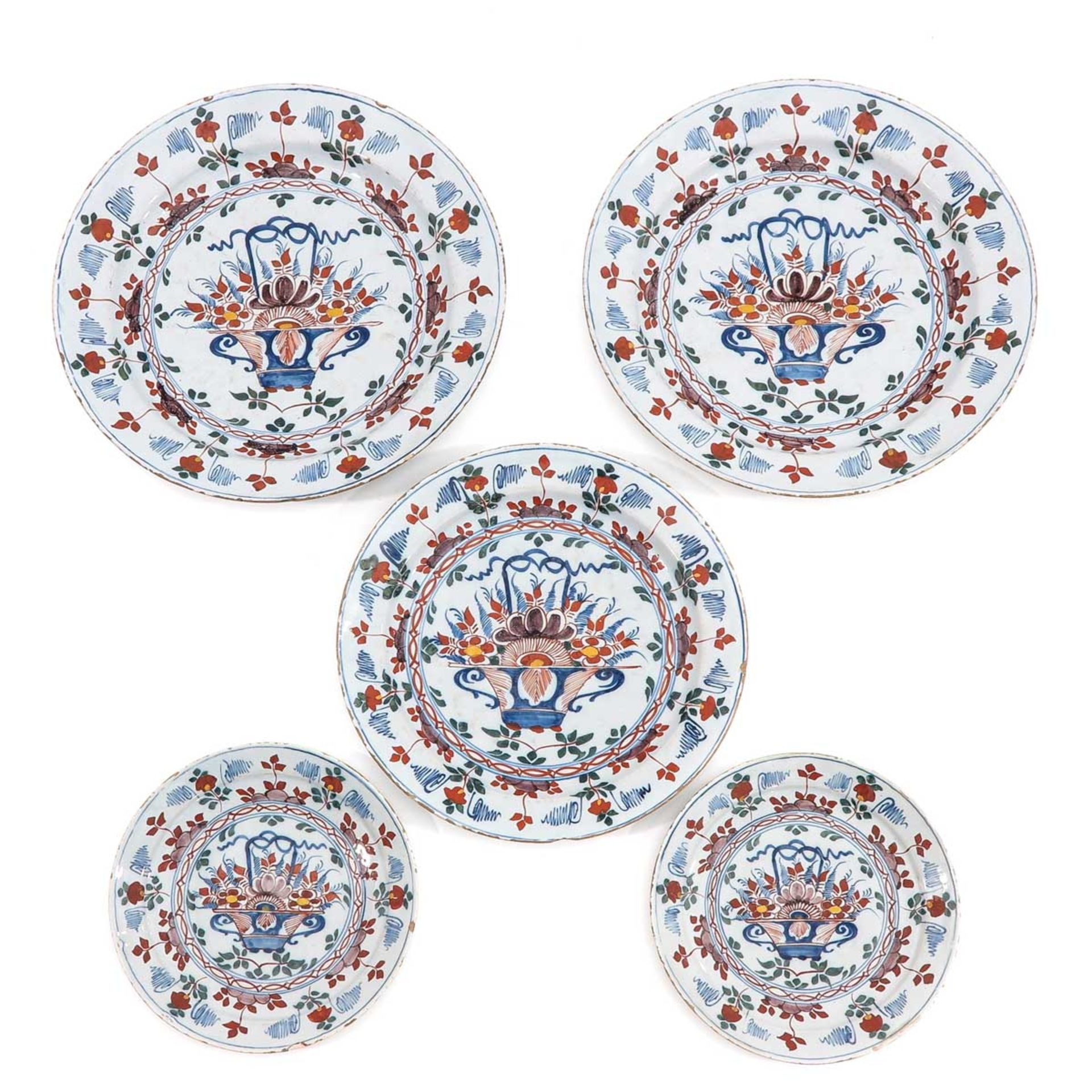A Lot of 5 18th Century Delft Plates