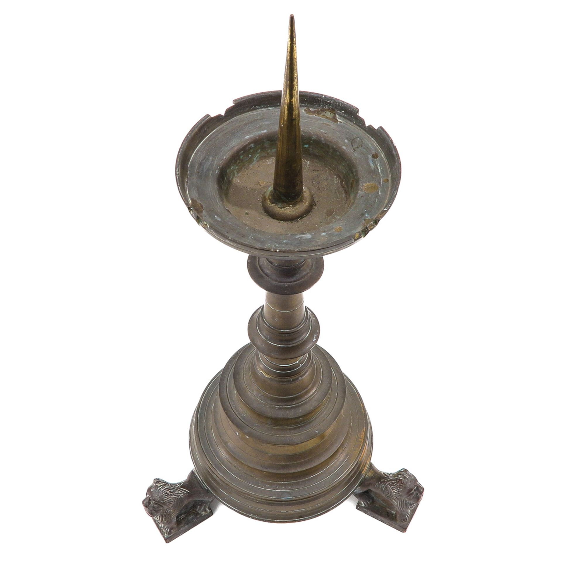 A Pair of Bronze Neo Gothic Pen Candlesticks - Image 9 of 9