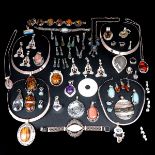 A Large Collection of Silver Jewelry