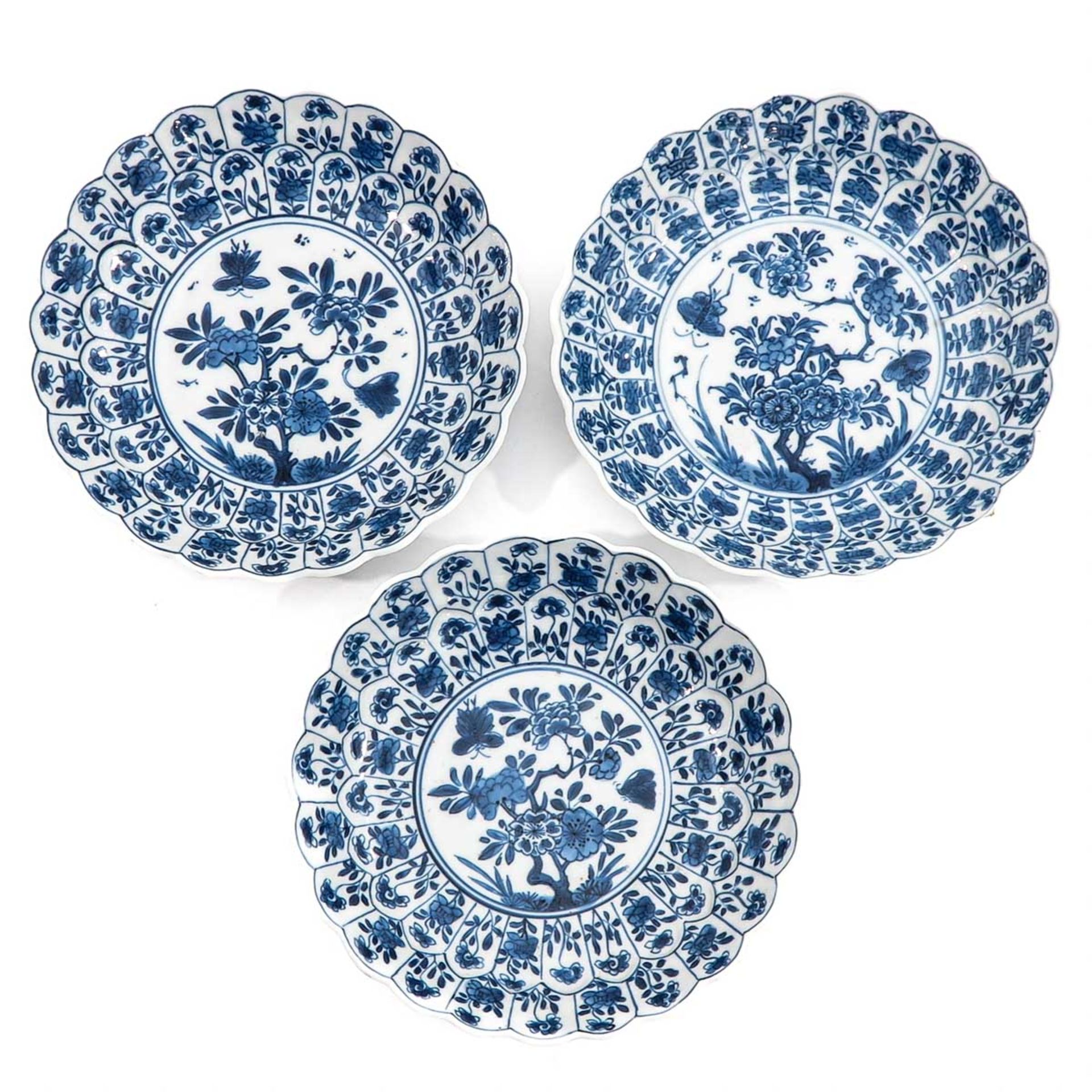 A Series of 3 Blue and White Plates