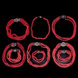 A Collection of Red Coral Jewelry