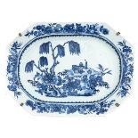 A Blue and White Serving Tray