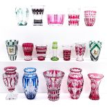 A Lot of Colored Crystal Vases
