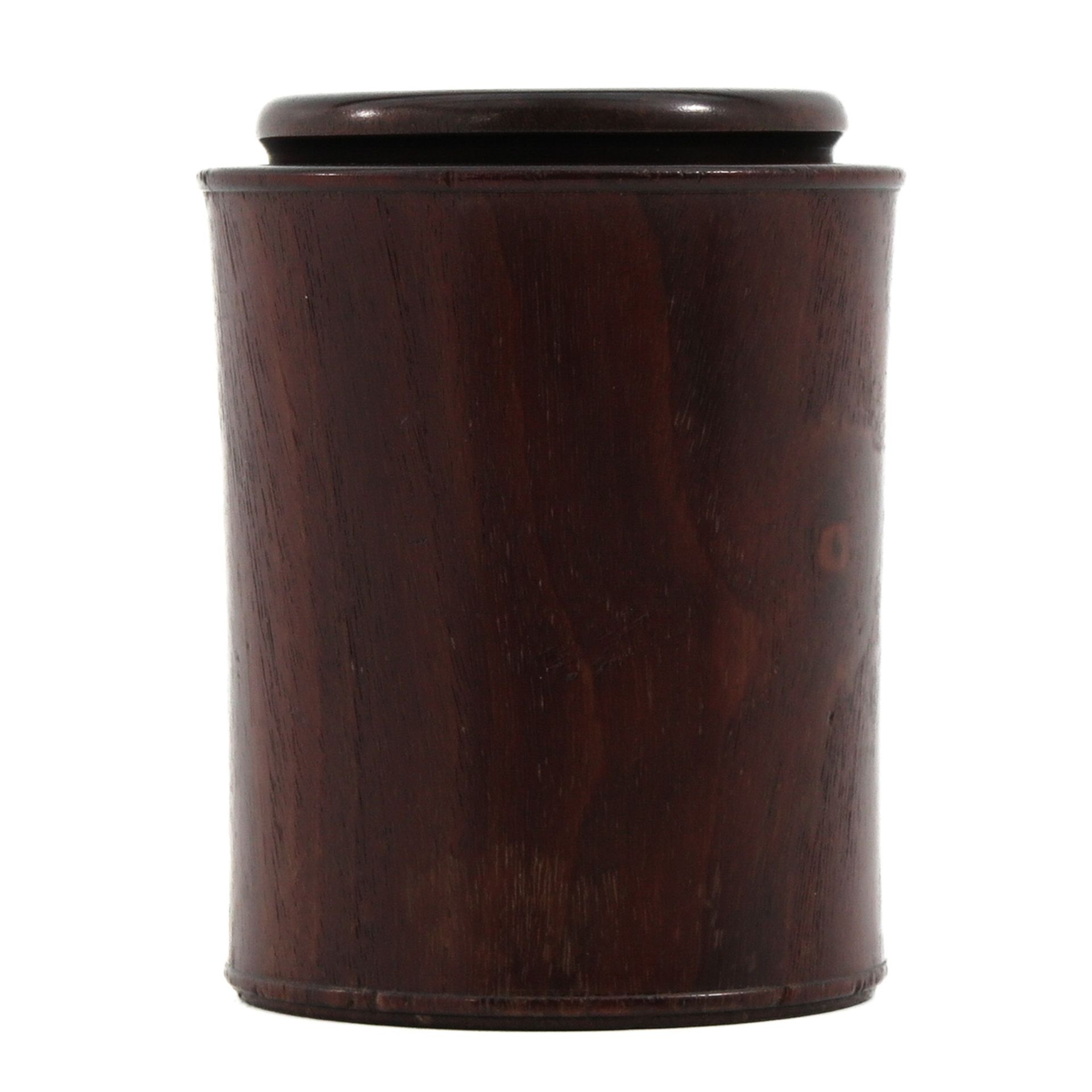 A Carved Wood Brush Pot - Bild 2 aus 9
