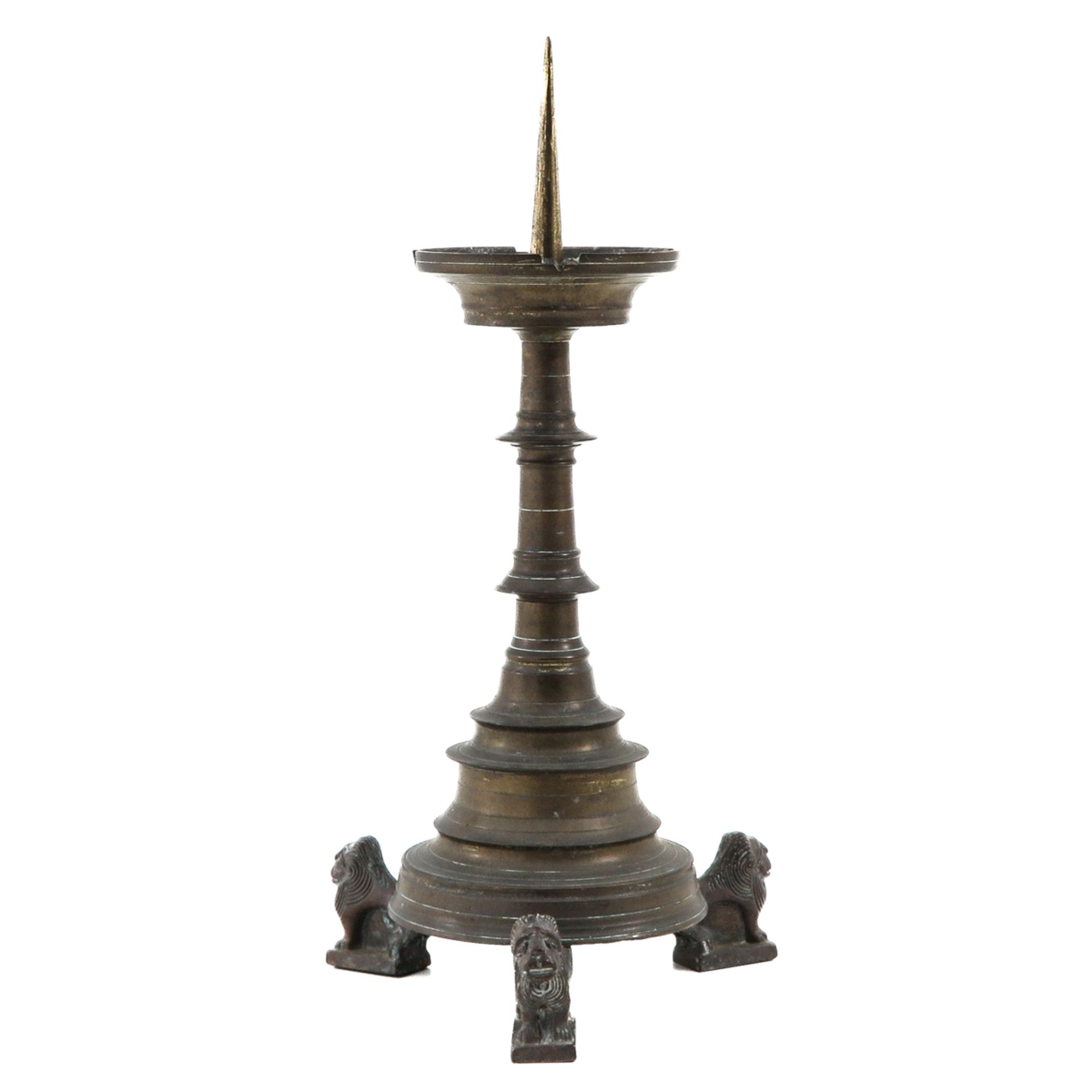 A Pair of Bronze Neo Gothic Pen Candlesticks - Image 7 of 9