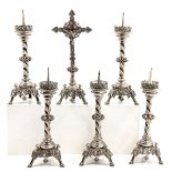 A 6 Piece Silver Plated Altar Set