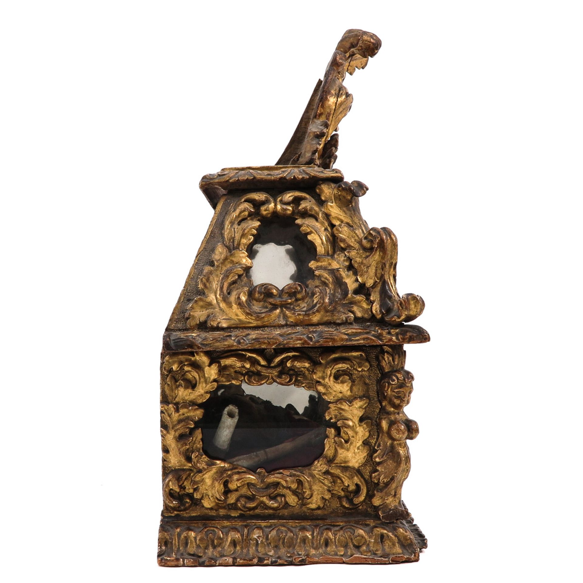 A Beautiful 18th Century Gilt Wood Relic Shrine with Relics - Bild 4 aus 10