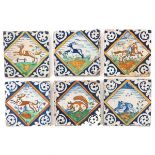 A Lot of 6 17th Century Dutch Square Tiles