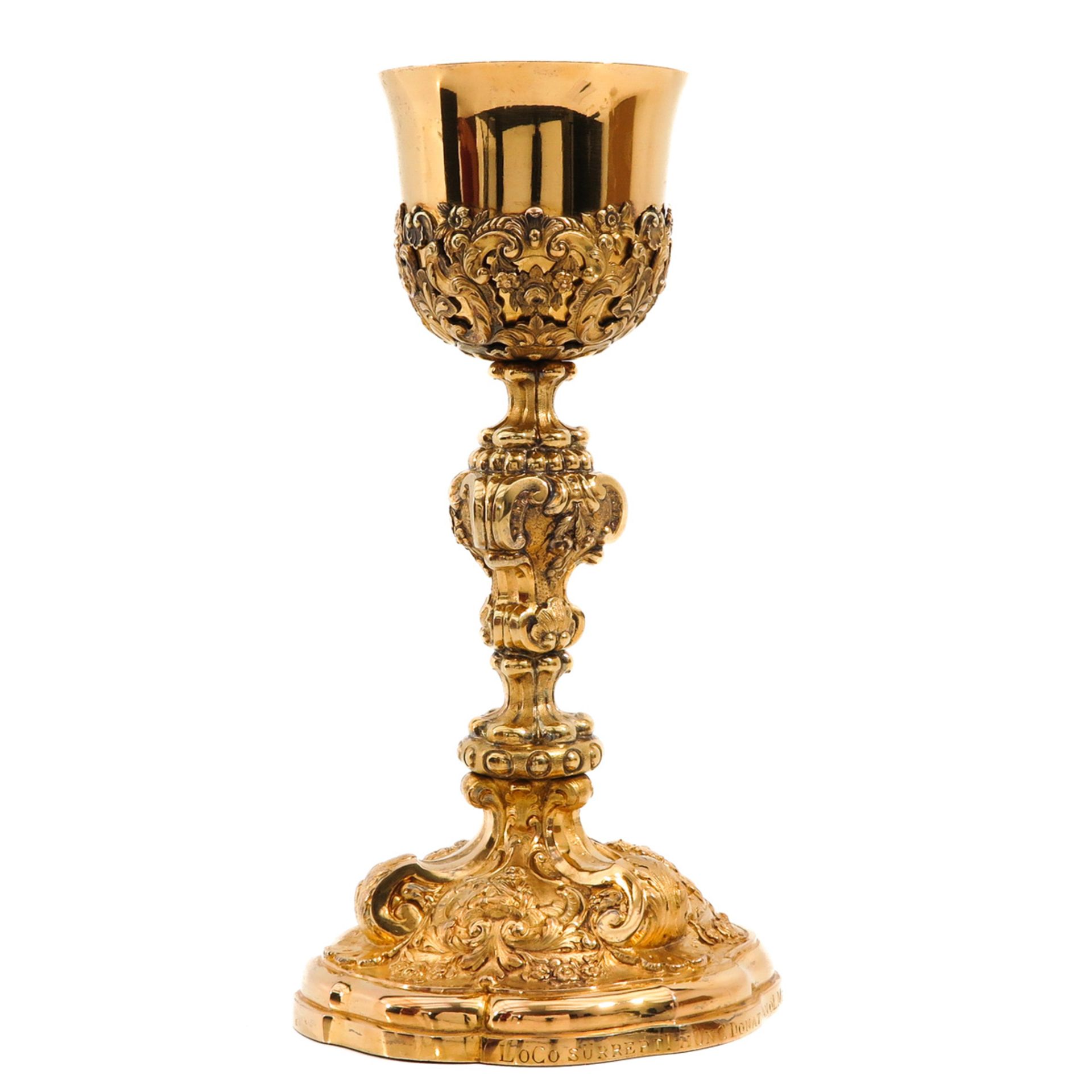 A Very Large 19th Century Gold Plated Silver Chalice - Image 4 of 10