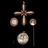 A Portrait Pendant, Hat Pink and Cross with Diamonds
