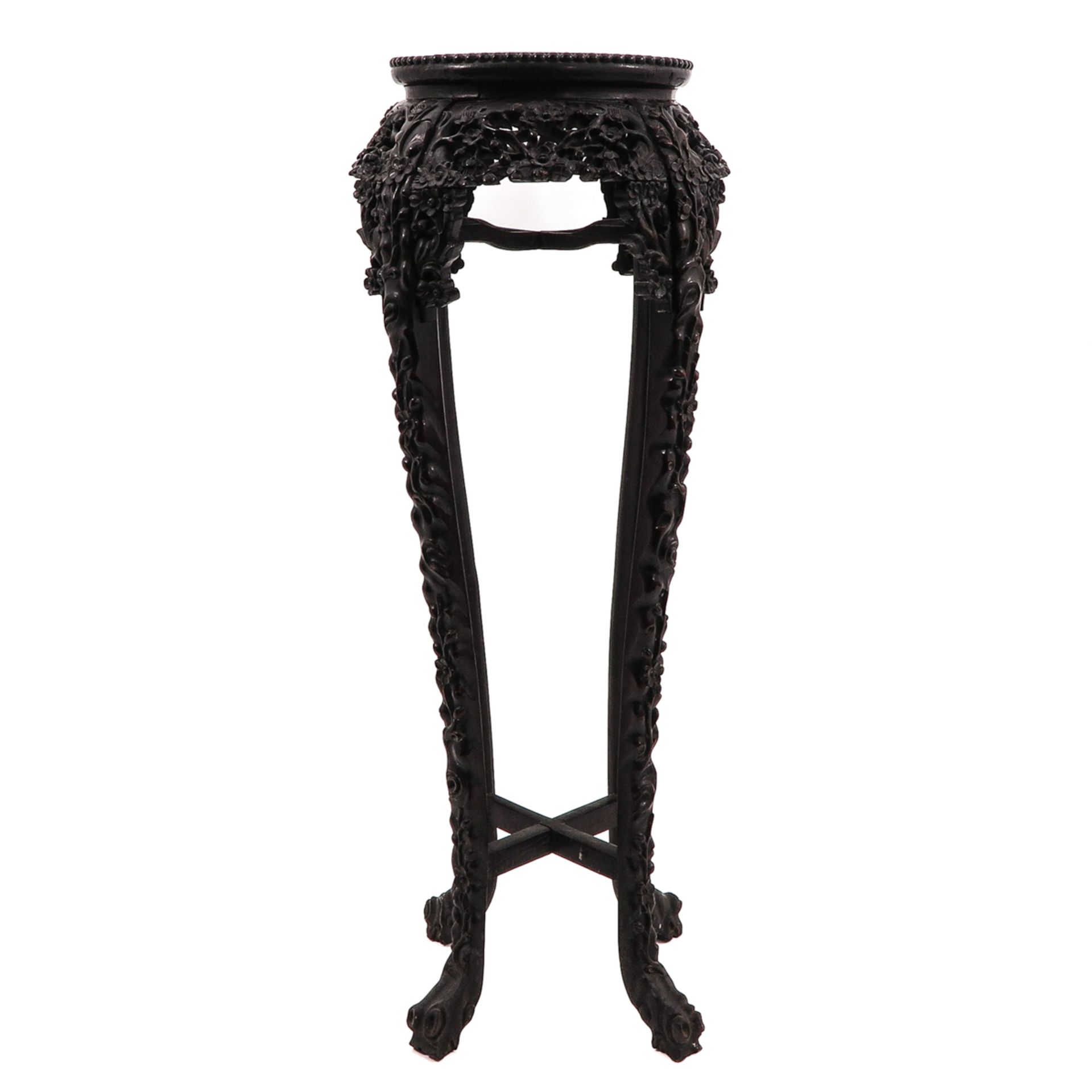 A Carved Round Marble Top Side Table - Image 4 of 5