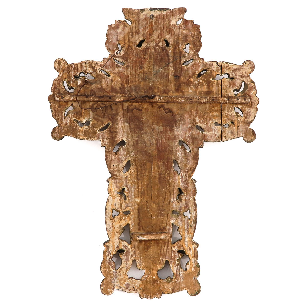 An 18th - 19th Century Gilt Wood Relic Cross - Image 2 of 5