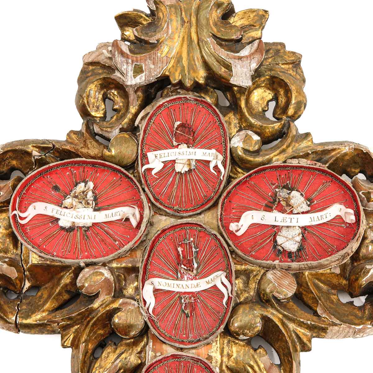 An 18th - 19th Century Gilt Wood Relic Cross - Image 3 of 5