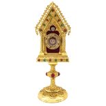 A Gilded Relic Holder with Micro-Mosaic Plaque and Cross Relic