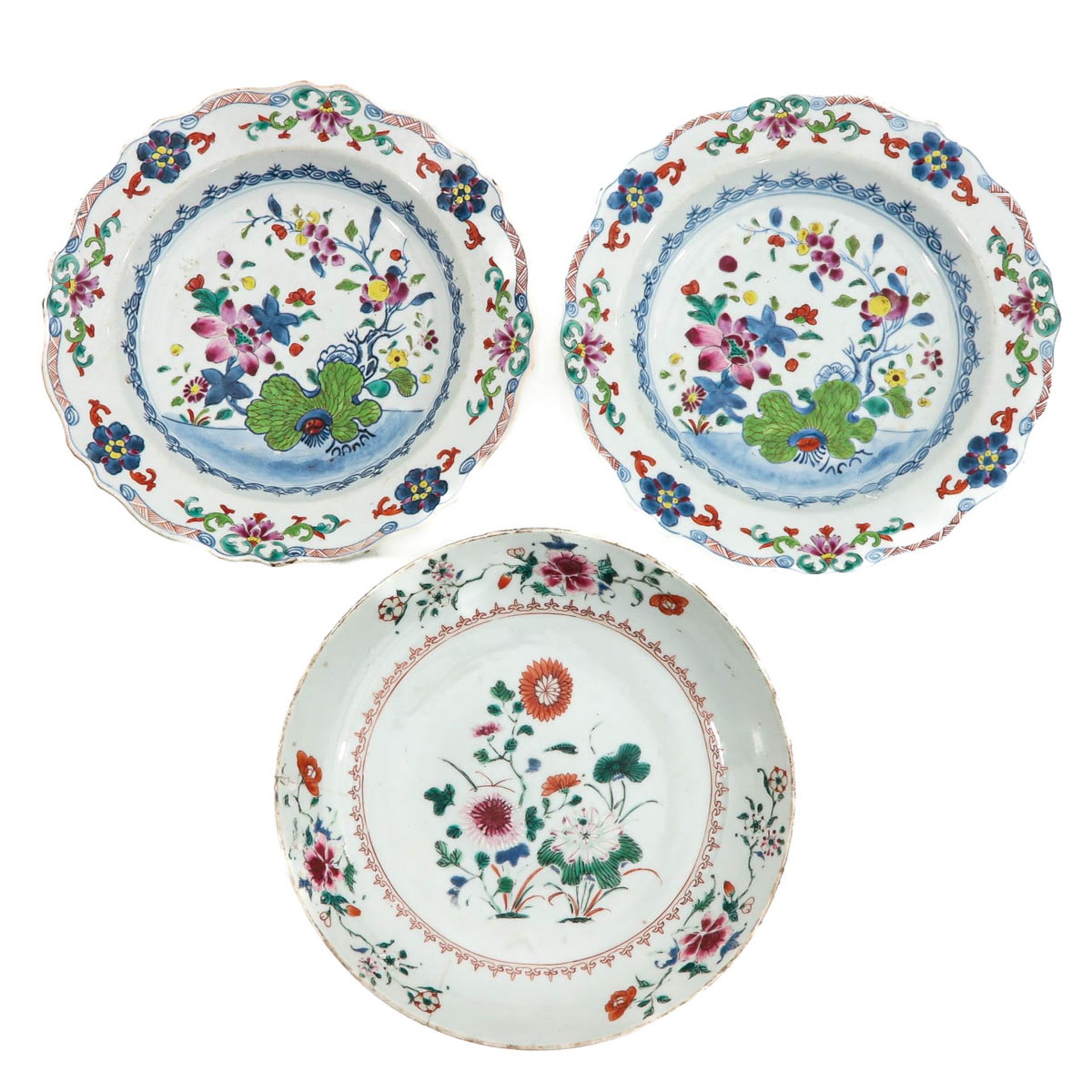 A Collection of 3 Famille Rose Plates