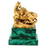 A Malachite and Bronze Sculpture