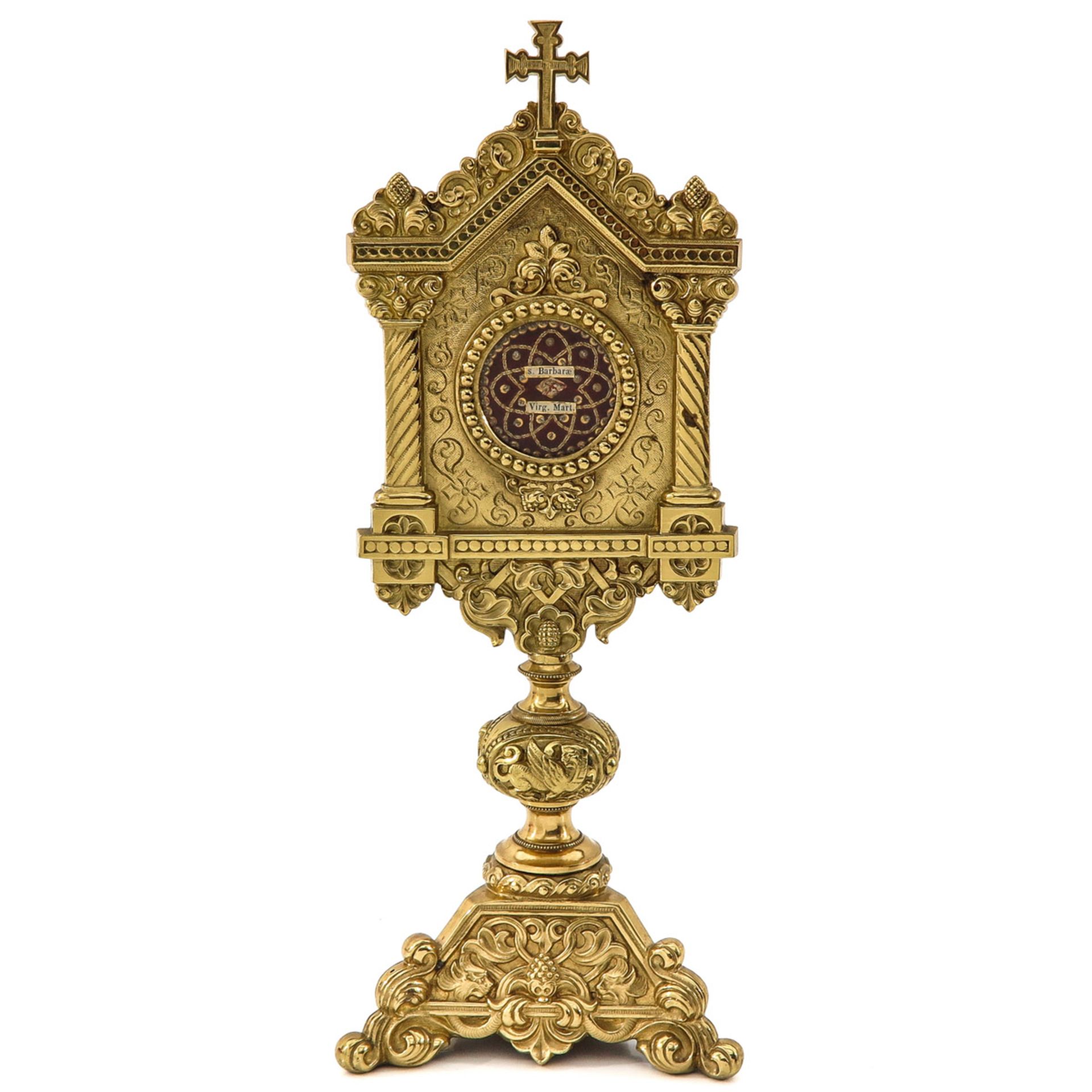 A Gilded Relic Holder with Relic from Saint Barbara