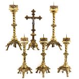 A 6 Piece Candlestick and Crucifix Altar Set