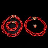 A Collection of Red Coral Jewelry