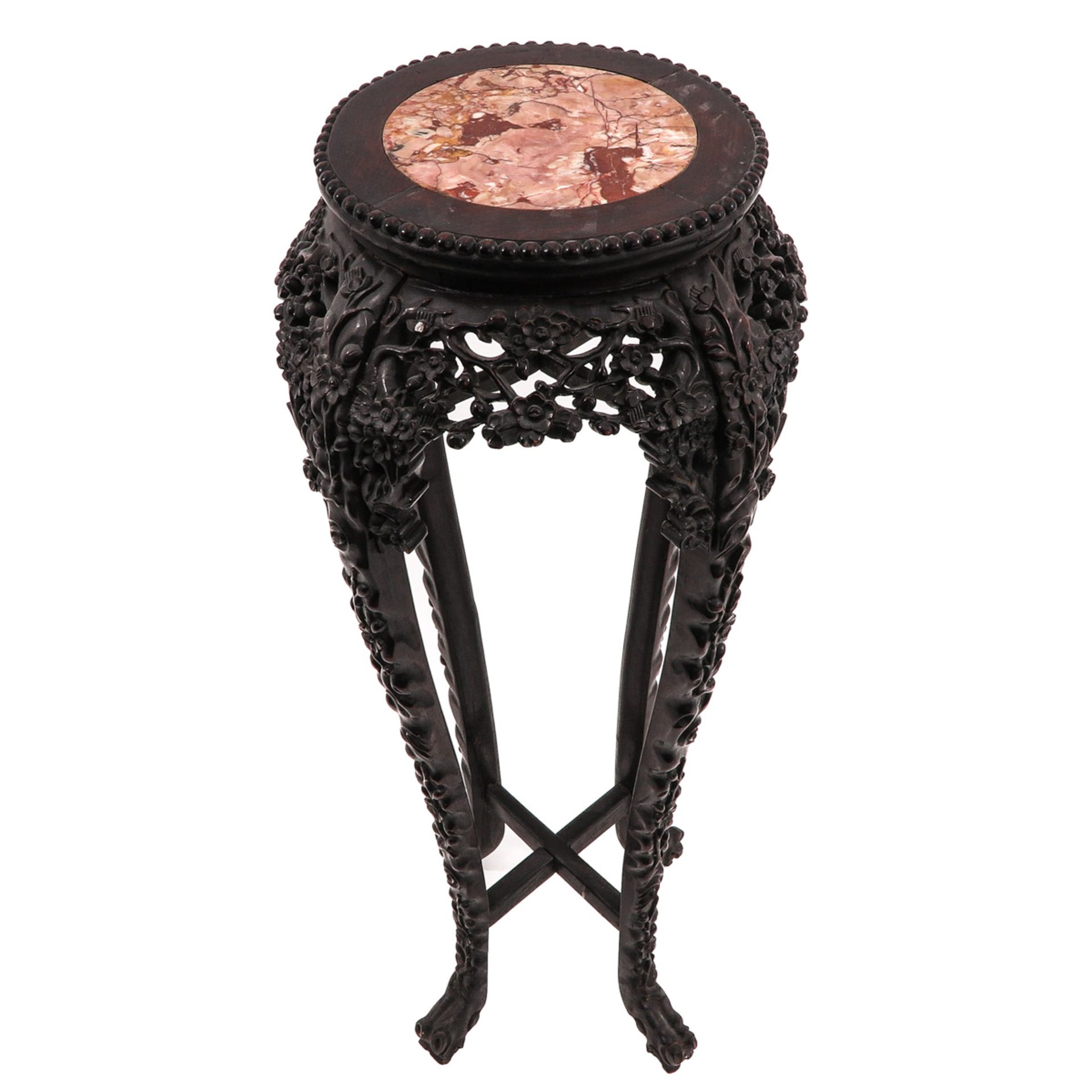 A Carved Round Marble Top Side Table - Image 5 of 5