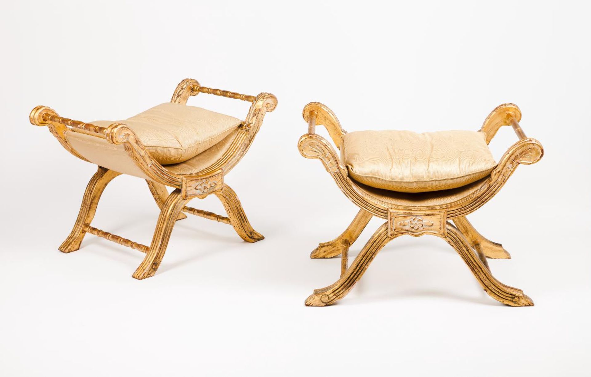 A set of two faldstools in the Neoclassical taste