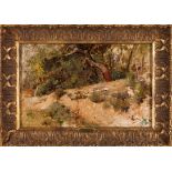 Adolph Appian (1818-1898)A landscape with cork oaks