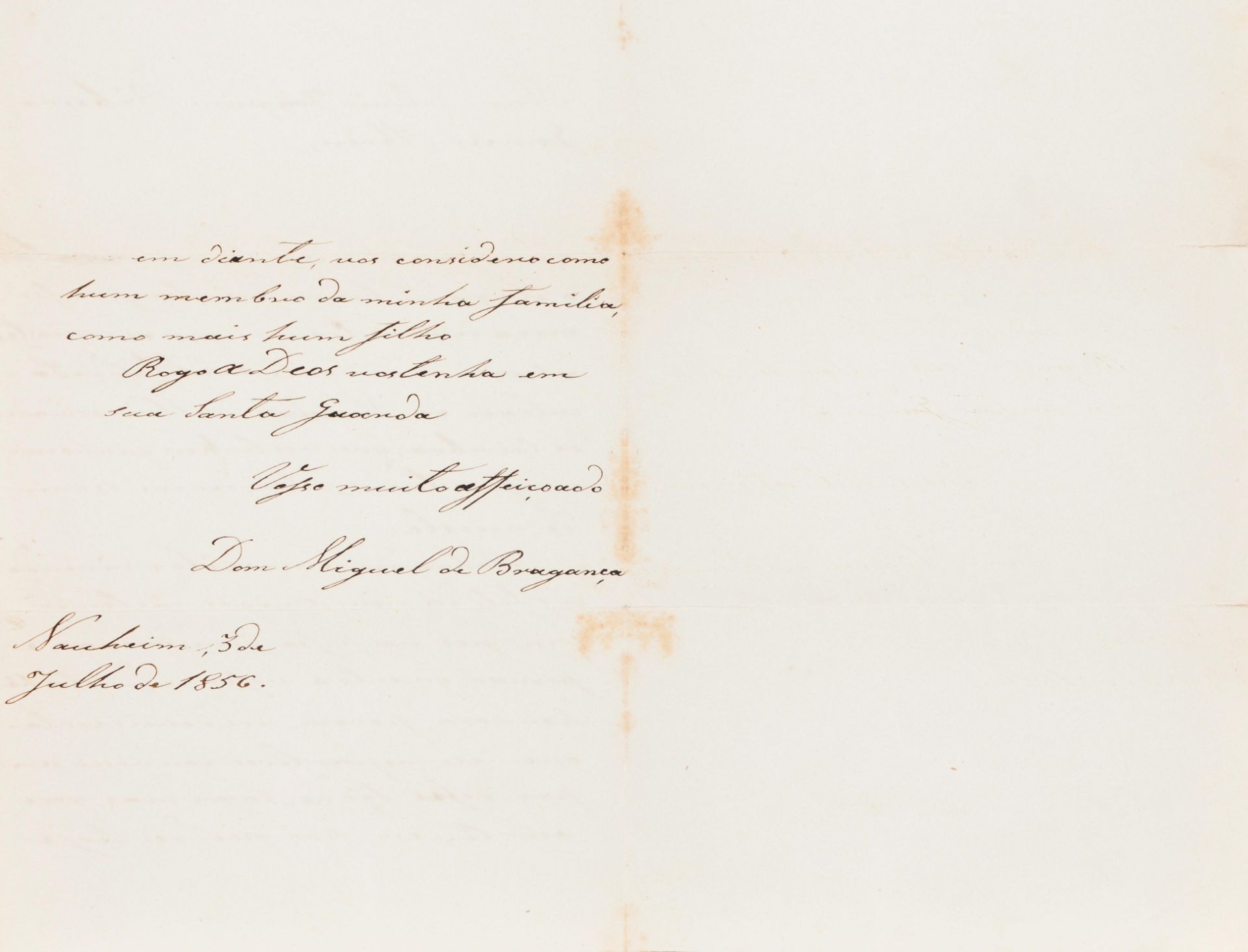 A letter by King Miguel I of Portugal to the Dr. António Joaquim Ribeiro Gomes Abreu