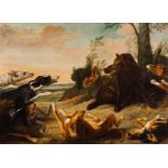 Seguidor de Paul de Vos (1591-1678)A wild boar attacked by hunting dogs