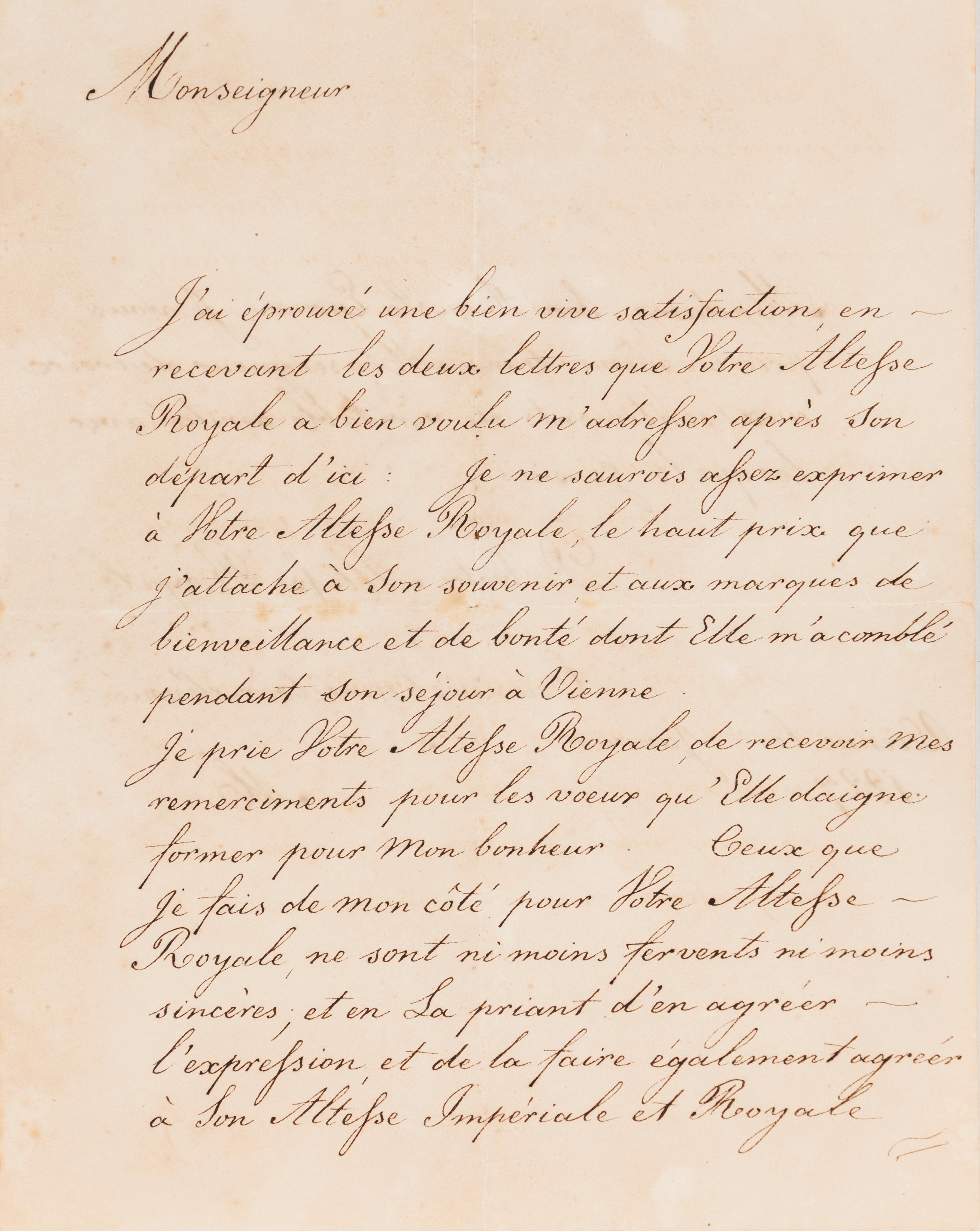 A letter by King Miguel I of Portugal to Anthony of Saxe