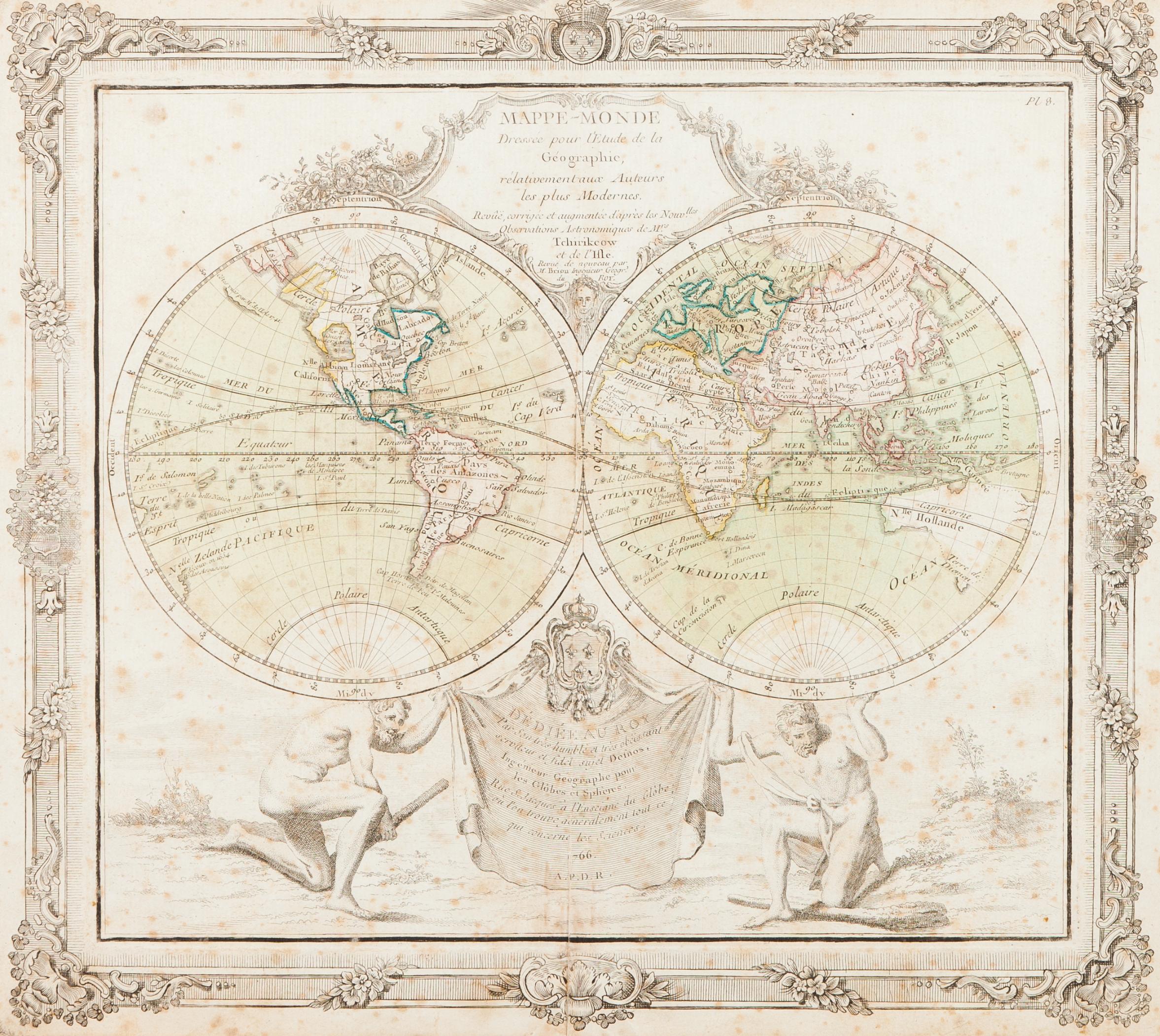 Louis Brion de La Tour (1743–1803)"Mappe-Monde Dressee pour l'Etude de la Geographie..."