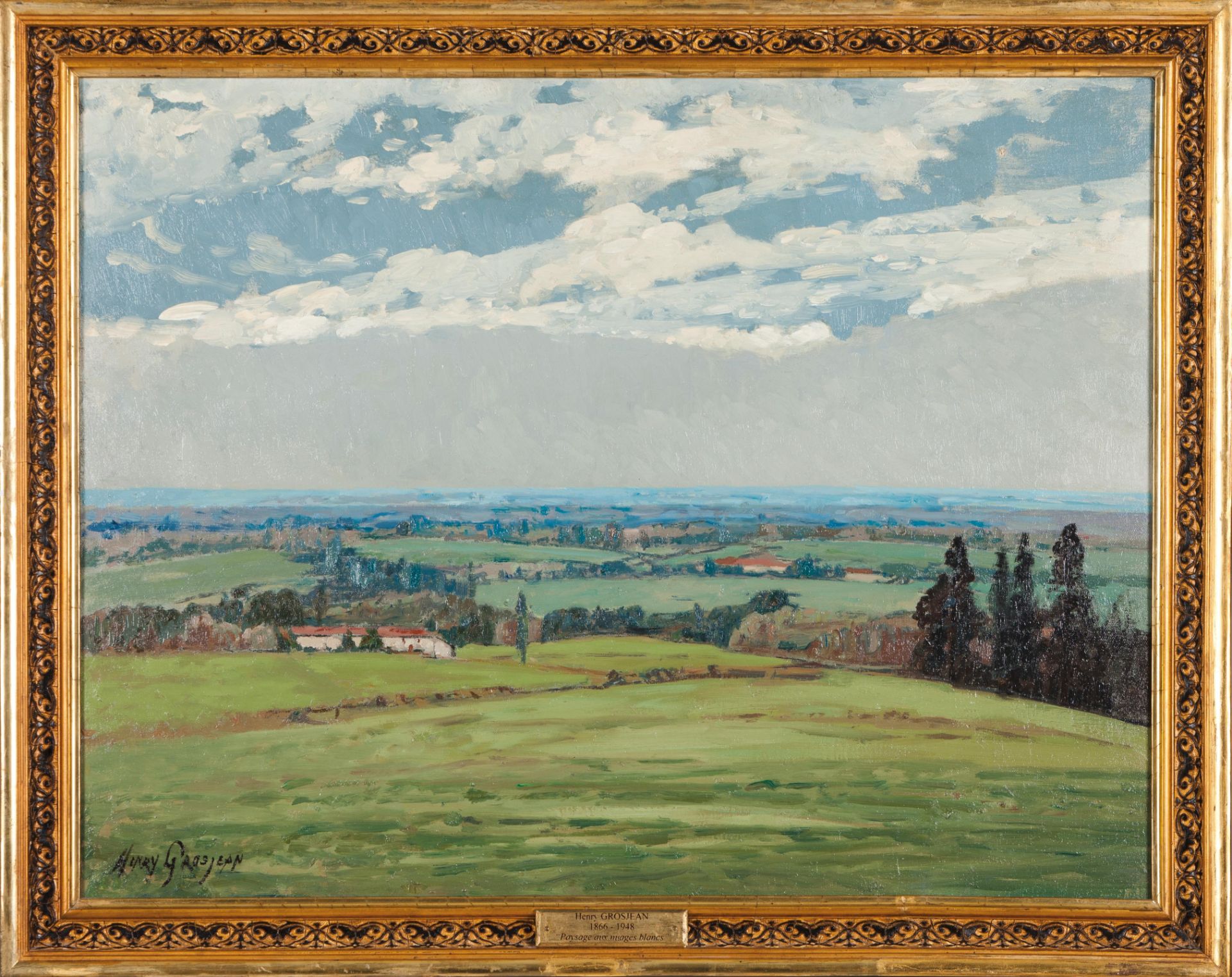 Henry Grosjean (1864-1948)"Paysage aux nuages blanc"